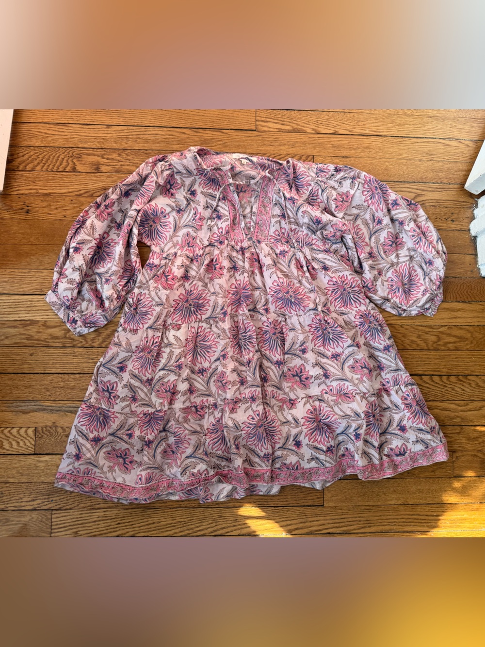 Marea Pink & Blue Floral Dress - Size XS
